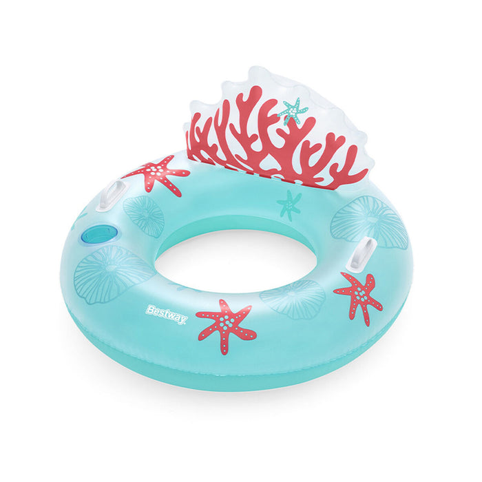 Bestway Ruota Gonfiabile con Maniglie e Schienale Corallo D117 cm Spiaggia e Piscina 43730