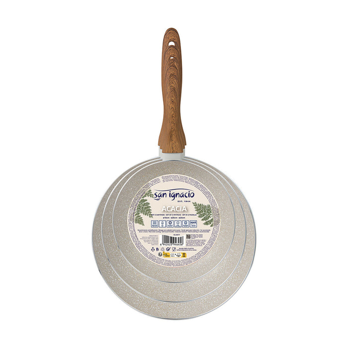 Set de Tigăi San Ignacio Crem Aluminiu Ø 16 x 3,5 cm Ø 20 x 4,5 cm Ø 24 x 4,5 cm 3 Piese