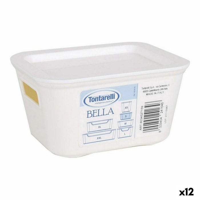 Scatola portaoggetti con coperchio Bella Antracite 13,9 x 11,4 x 7,2 cm (12 Unità)