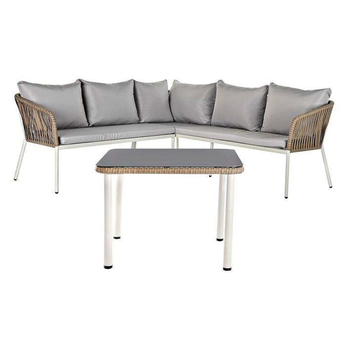 Garden furniture DKD Home Decor White Light brown 190 x 190 x 70 cm