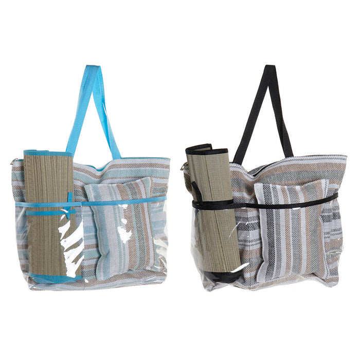 Borsa da Mare DKD Home Decor Azzurro Marrone Verde Grigio Menta PVC Tela 44 x 23 x 62 cm (2 Unità)