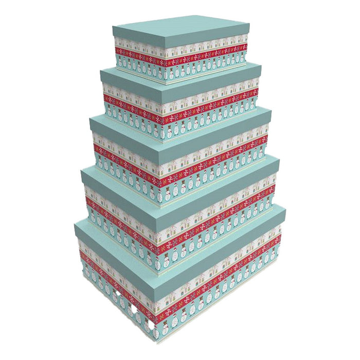 Set de cutii de depozitare, cu posibilitate de stivuire DKD Home Decor Multicolor Carton 50 x 35 x 25 cm (5 Unități)