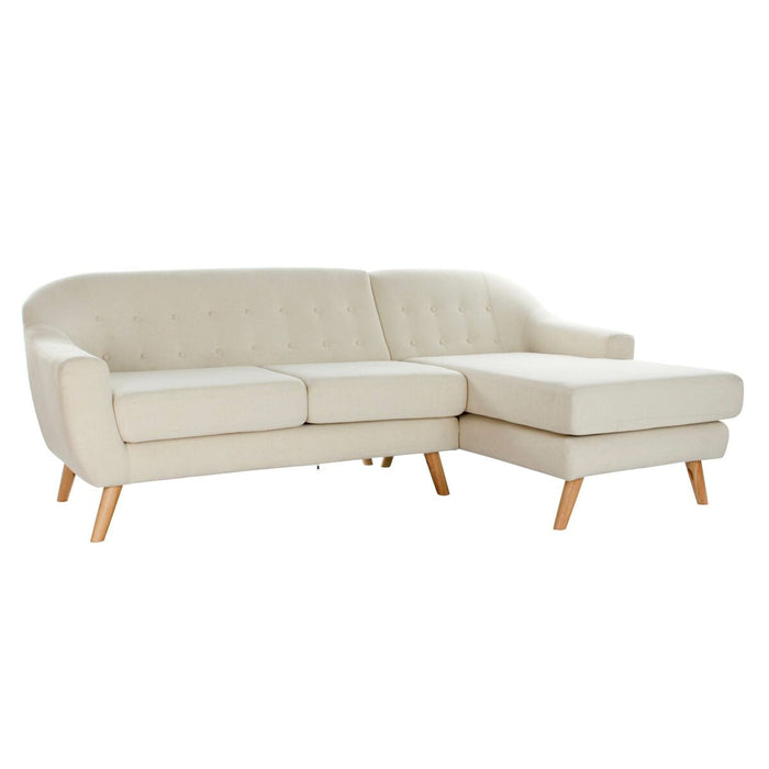 Divano Chaise Longue DKD Home Decor Crema Legno d'albero della gomma 226 x 144 x 84 cm