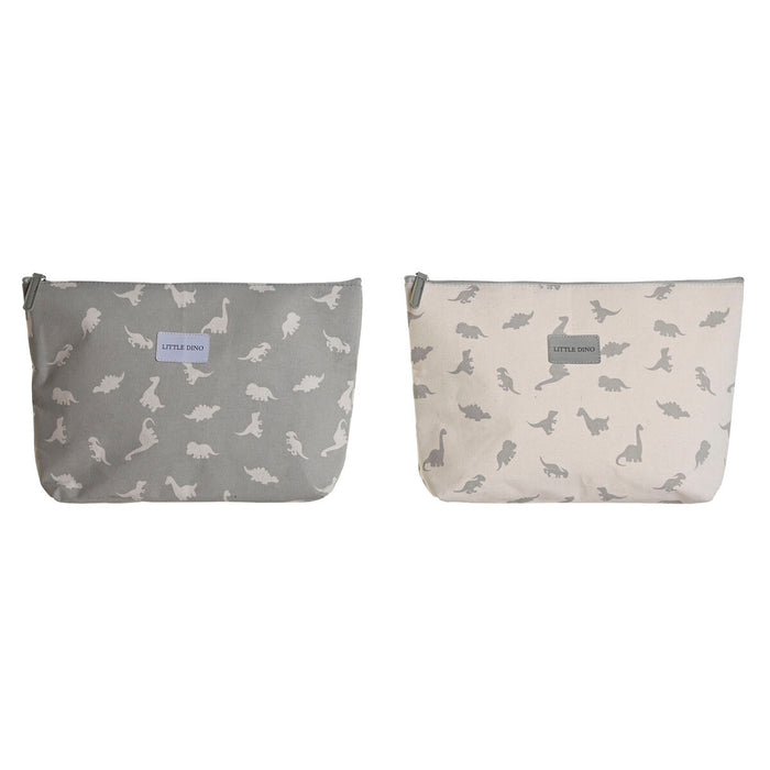 Trusă de Voiaj DKD Home Decor Alb Gri Bumbac 33 x 8 x 21 cm (2 Unități)