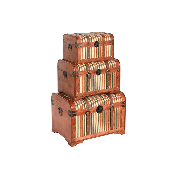 Set di Bauli Home ESPRIT Legno Tela Coloniale 61 x 43 x 42,5 cm 60 x 43,5 x 42 cm (3 Unità)