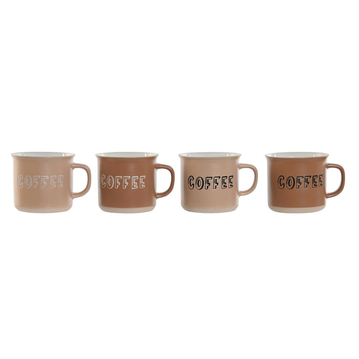 Set de 4 Căni tip Halbă Home ESPRIT Maro Gresie 285 ml 9 x 7 x 8 cm