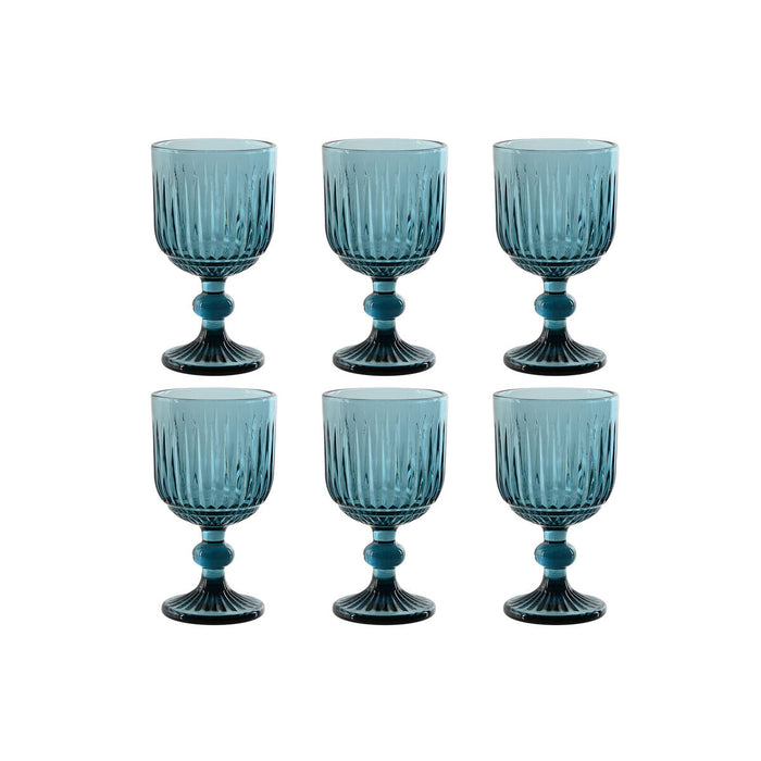 Set of cups Home ESPRIT Blue Crystal 8 x 8 x 14,5 cm (6 Units)