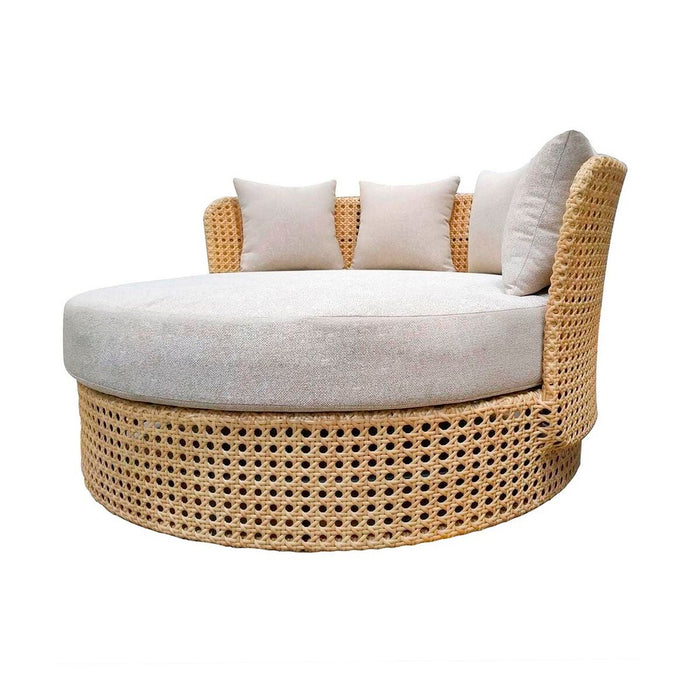 Lettino da giardino Niva Bianco Marrone 133 x 126 x 70 cm