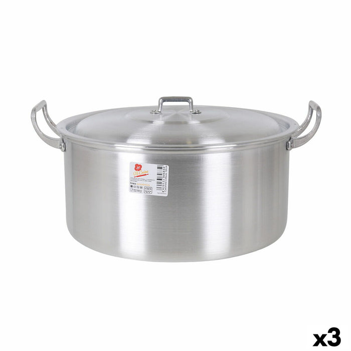 Caserolă Cu Capac Aluminiu 41 x 33 x 19 cm (3 Unități)