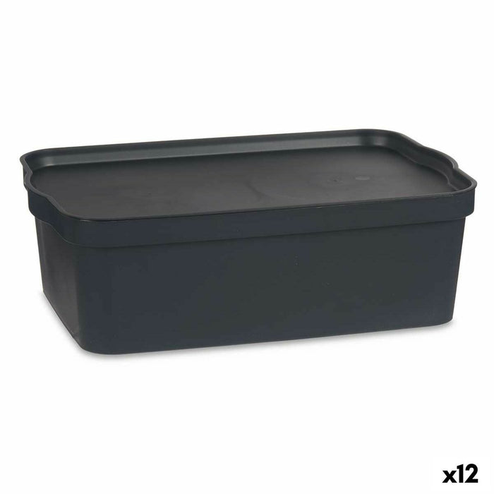 Cutie de depozitare cu capac Kipit TP595-1 Antracit Plastic 14 L 29,5 x 14,3 x 45 cm (12 Unități)