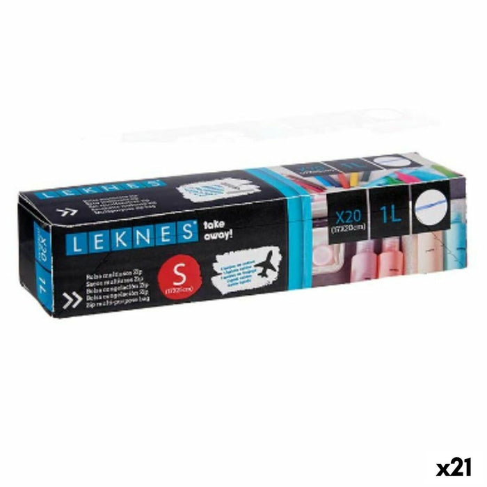 Set de pungi reutilizabile pentru alimente Leknes 190939000481 Transparent Polietilenă 1 L 20 x 17 cm ziplock (21 Unități)