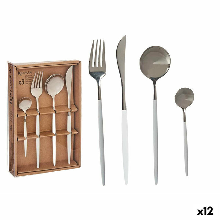 Set de Tacâmuri Kinvara BST-CT022 Alb Argintiu Oțel inoxidabil (12 Unități)