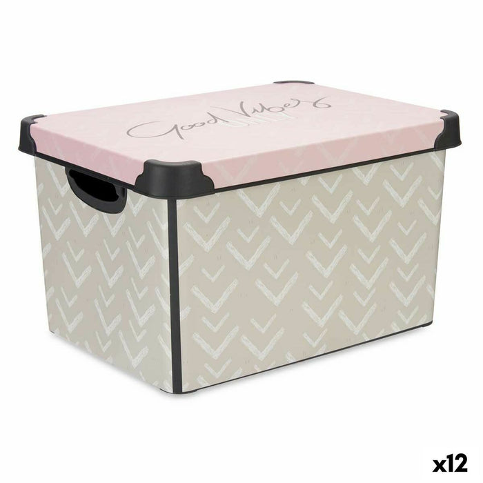 Cutie de depozitare cu capac Kipit Vibes Roz Plastic Săgeți 17 L 28 x 22 x 37 cm (12 Unități)