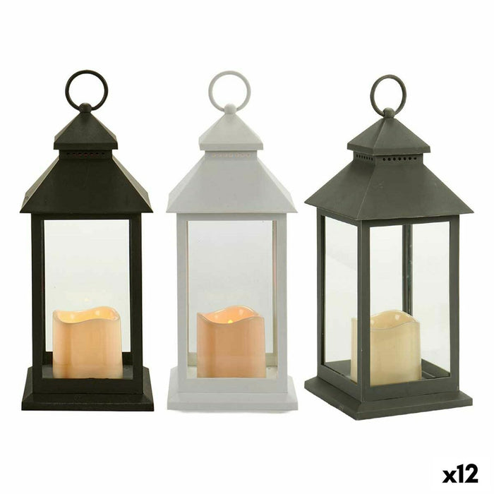 Lanternă LED Alb Negru Geam Plastic 13,5 x 34,5 x 13,5 cm (12 Unități)