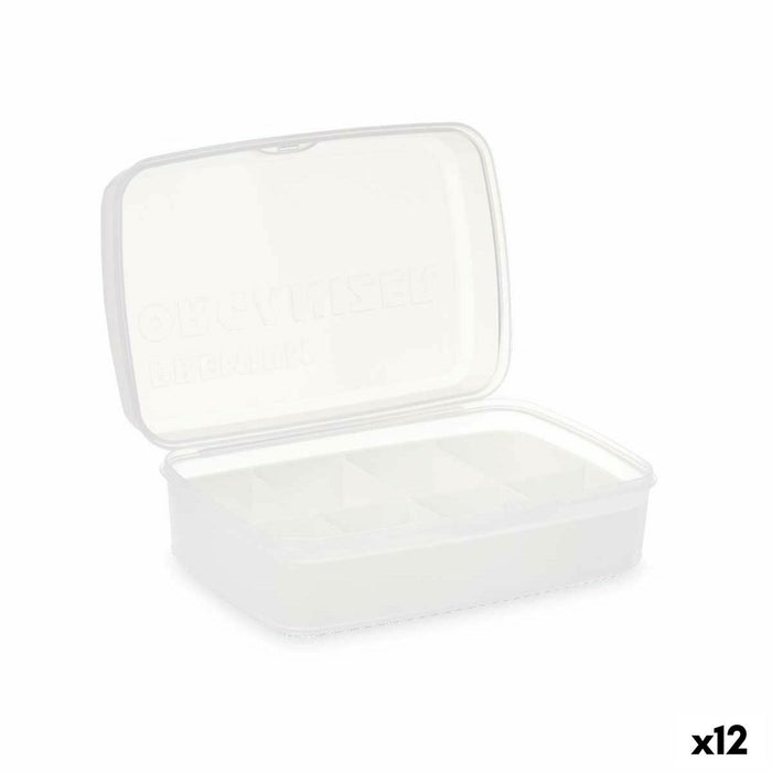Scatola con scomparti Kinvara 02 1192 Bianco Trasparente Plastica 21,5 x 8,5 x 15 cm (12 Unità)