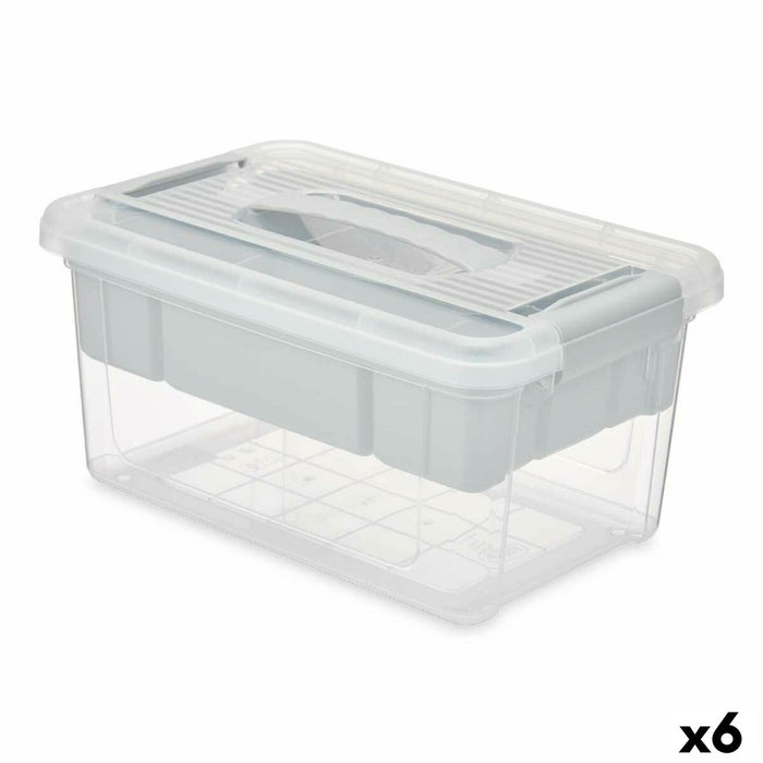 Scatola Multiuso Kipit 02 1310 Grigio Trasparente Plastica 5 L 29,5 x 14,5 x 19,2 cm (6 Unità)