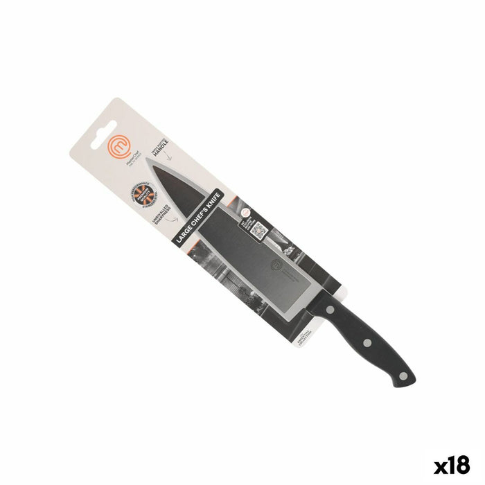 Cuțit de bucătărie MasterChef Chef Negru Argintiu 20 cm (18 Unități)