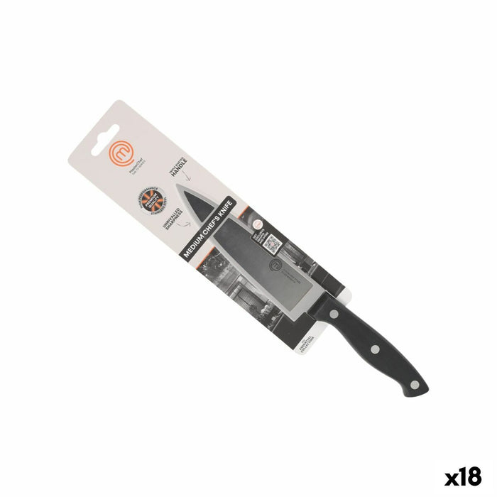 Cuțit de bucătărie MasterChef Chef Negru Argintiu 15 cm (18 Unități)