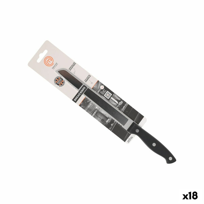 Cuțit pentru pâine MasterChef 20 cm Negru Argintiu (18 Unități)