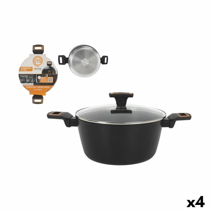 Caserolă Cu Capac MasterChef 24 cm 2,5 mm (4 Unități)