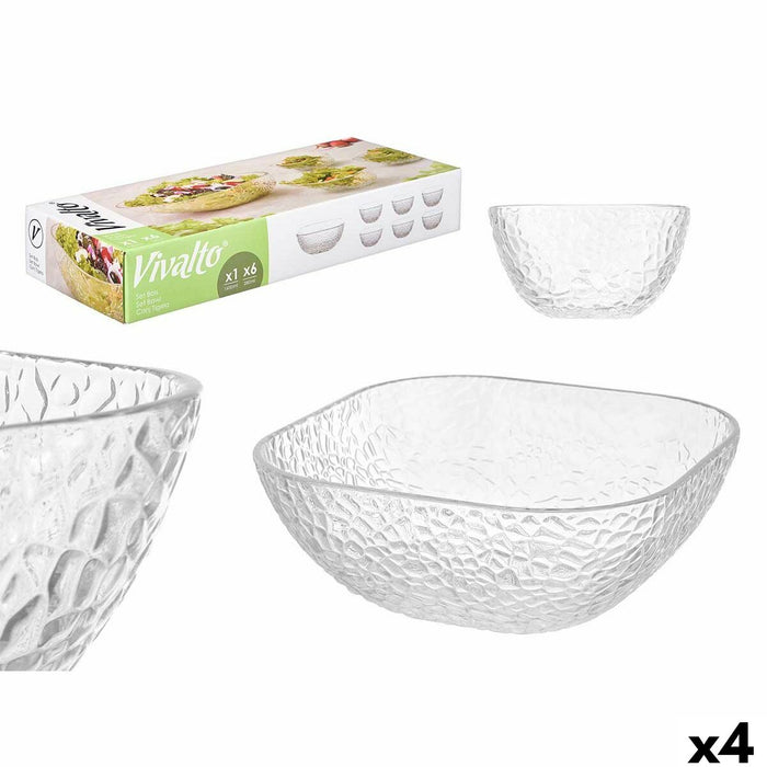 Set of bowls Vivalto TP70165BK/BH Transparent Glass 20 x 20 x 8 cm 10,3 x 10,3 x 5,5 cm (4 Units)
