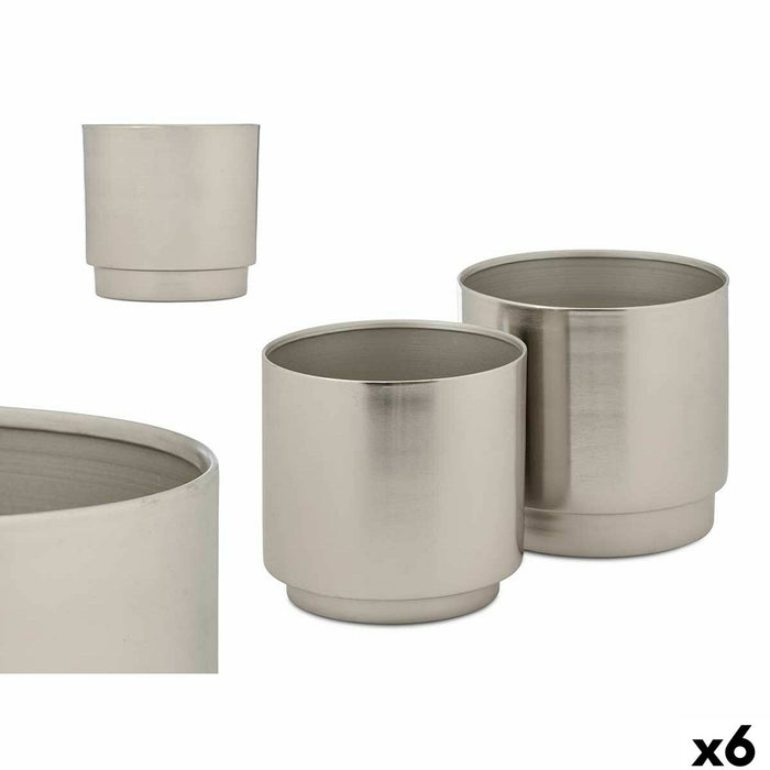 Set di Vasi 40055-S Argentato Ferro 18 x 16,5 x 18 cm 16 x 15,5 x 16 cm (6 Unità)
